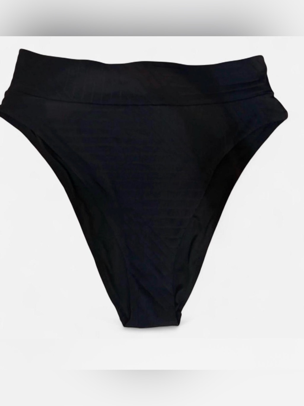 Aerie Black Bathing Suit Cheeky Bottoms With Diagonal Ribbed Texture, Size L